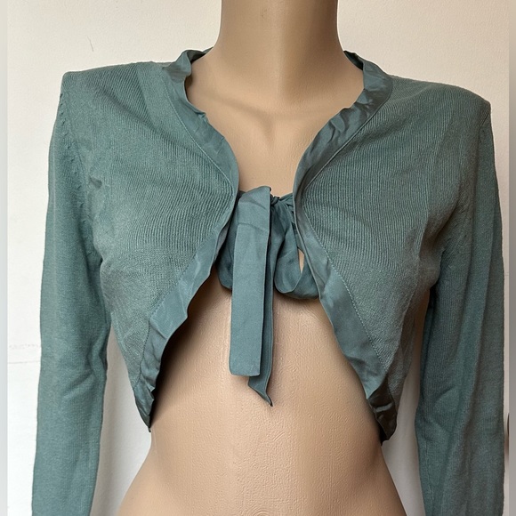 Avoca Knit/Silk Embroidered Shrug Sweater - Picture 5 of 10